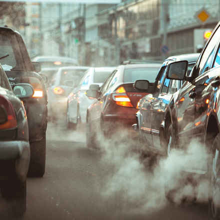 Pollution, cars and exhaust fumes