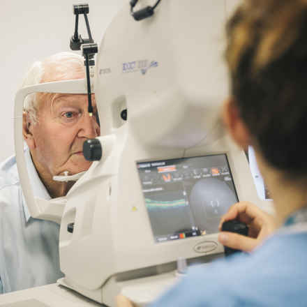 senior patient having an eye test