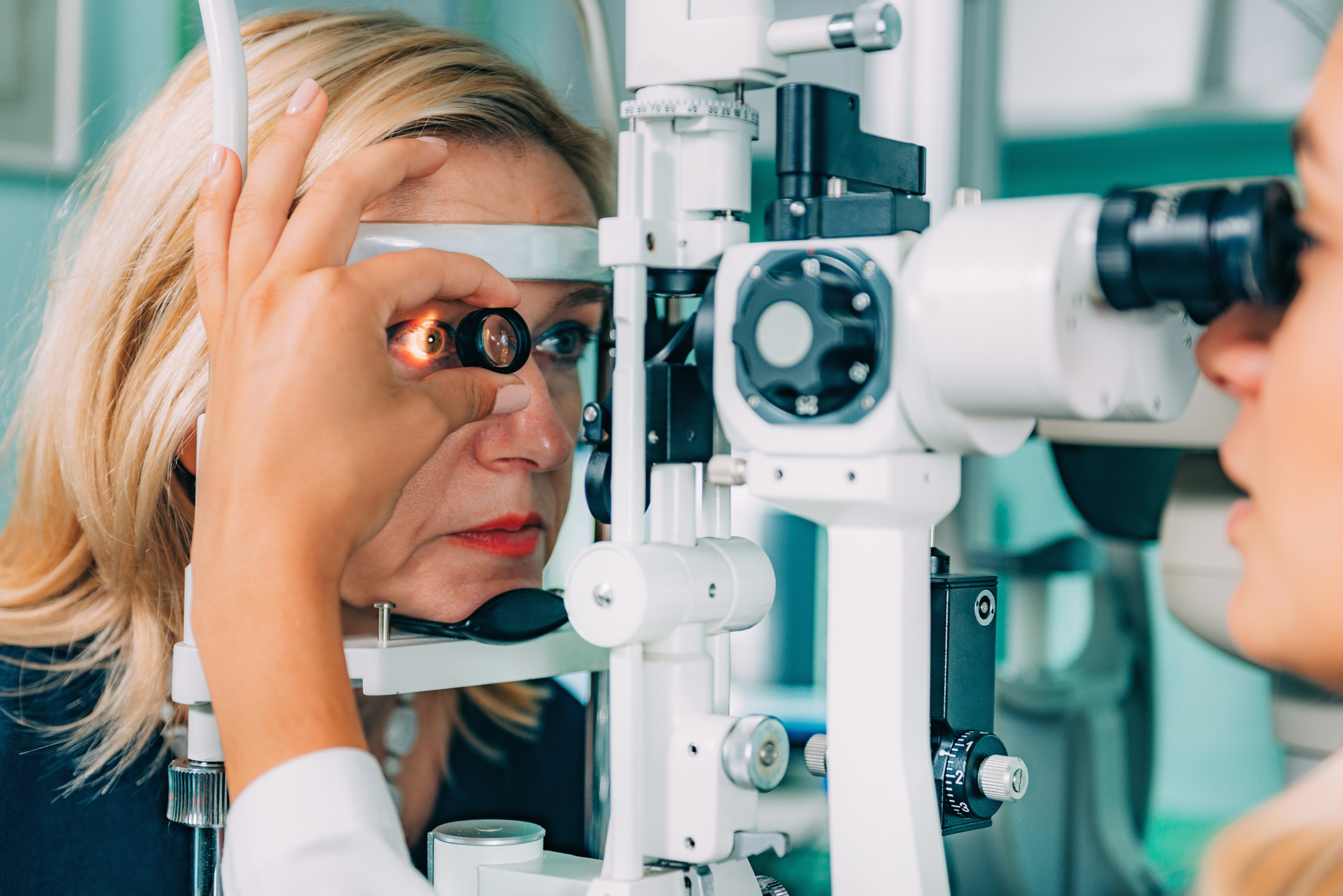 Close up of woman having eye test