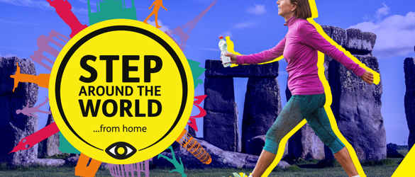 Step Around the World. A woman walks past Stonehenge