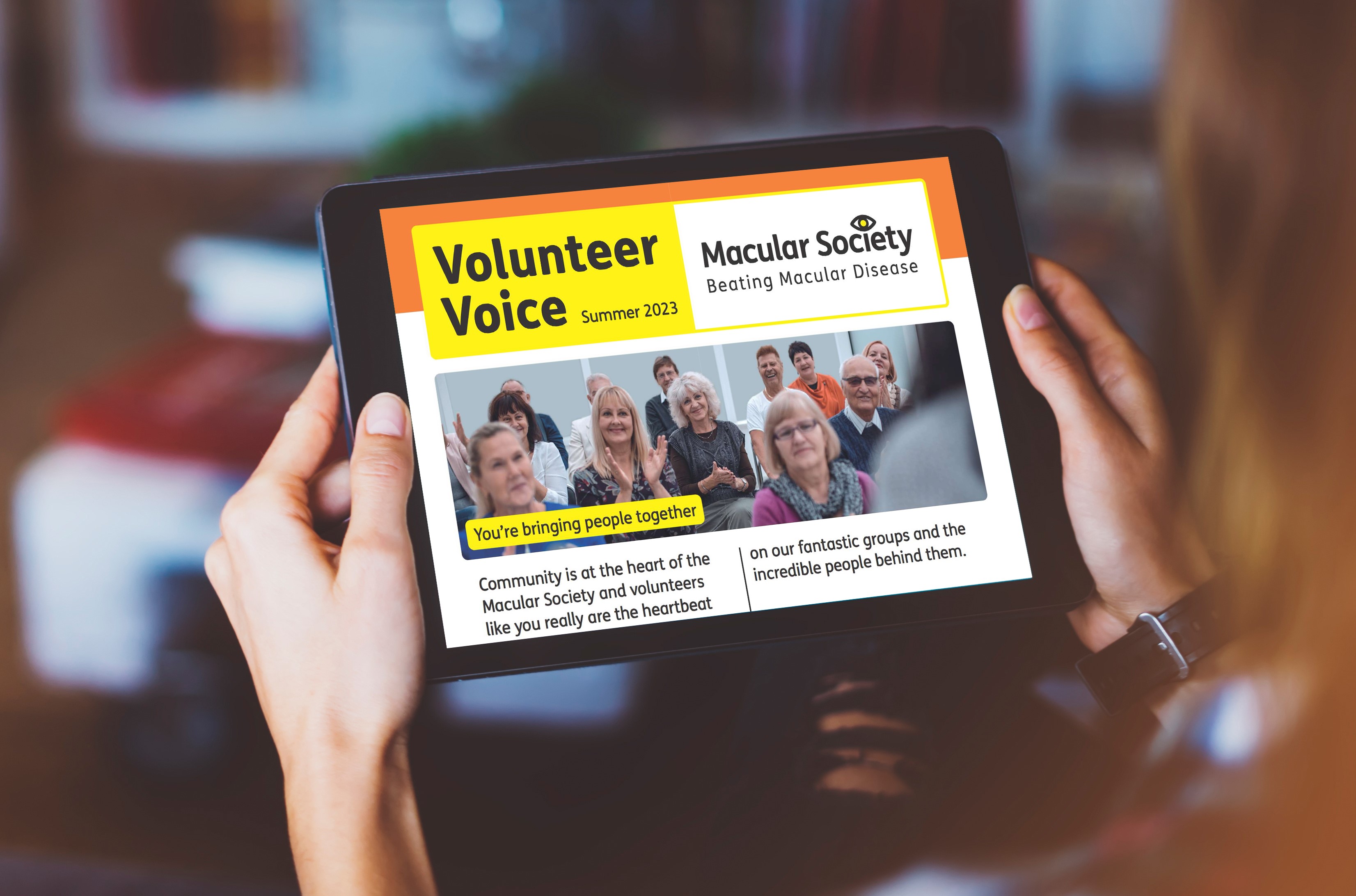 Volunteer Voice magazine on tablet