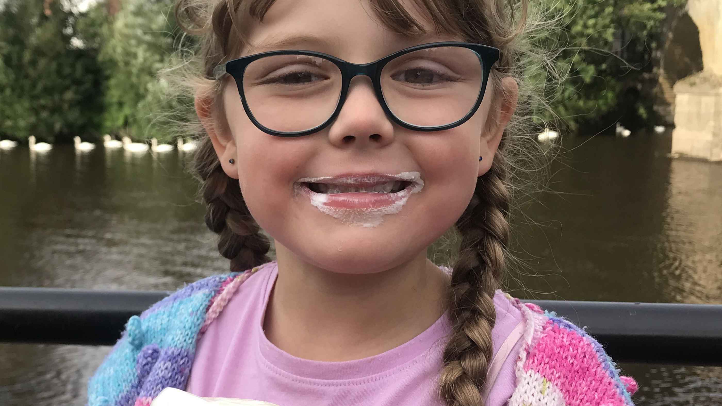 Matilda smiling eating ice-cream 