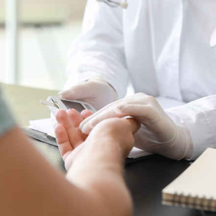 Diabetes patient with doctor