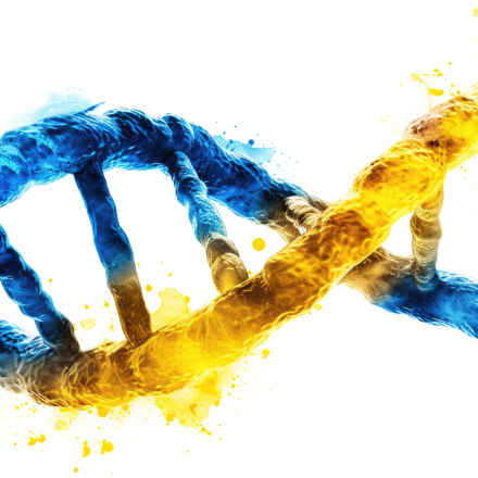 Blue and yellow DNA strand
