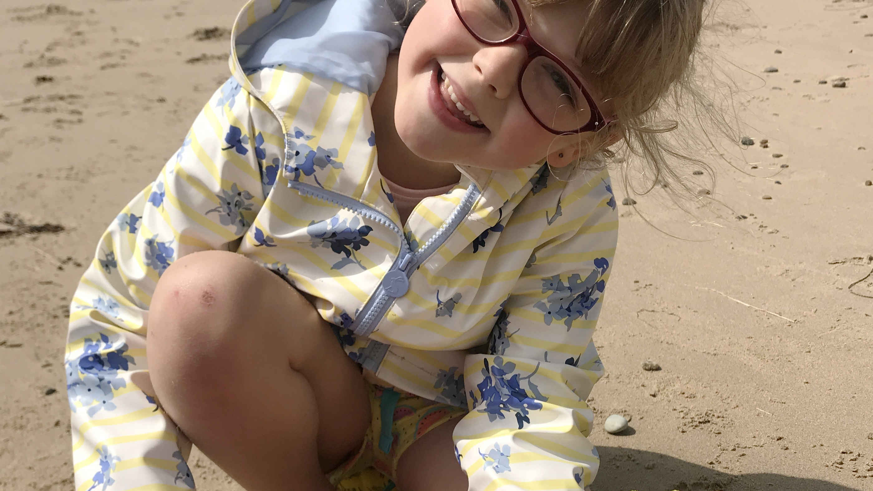 Matilda playing on beach